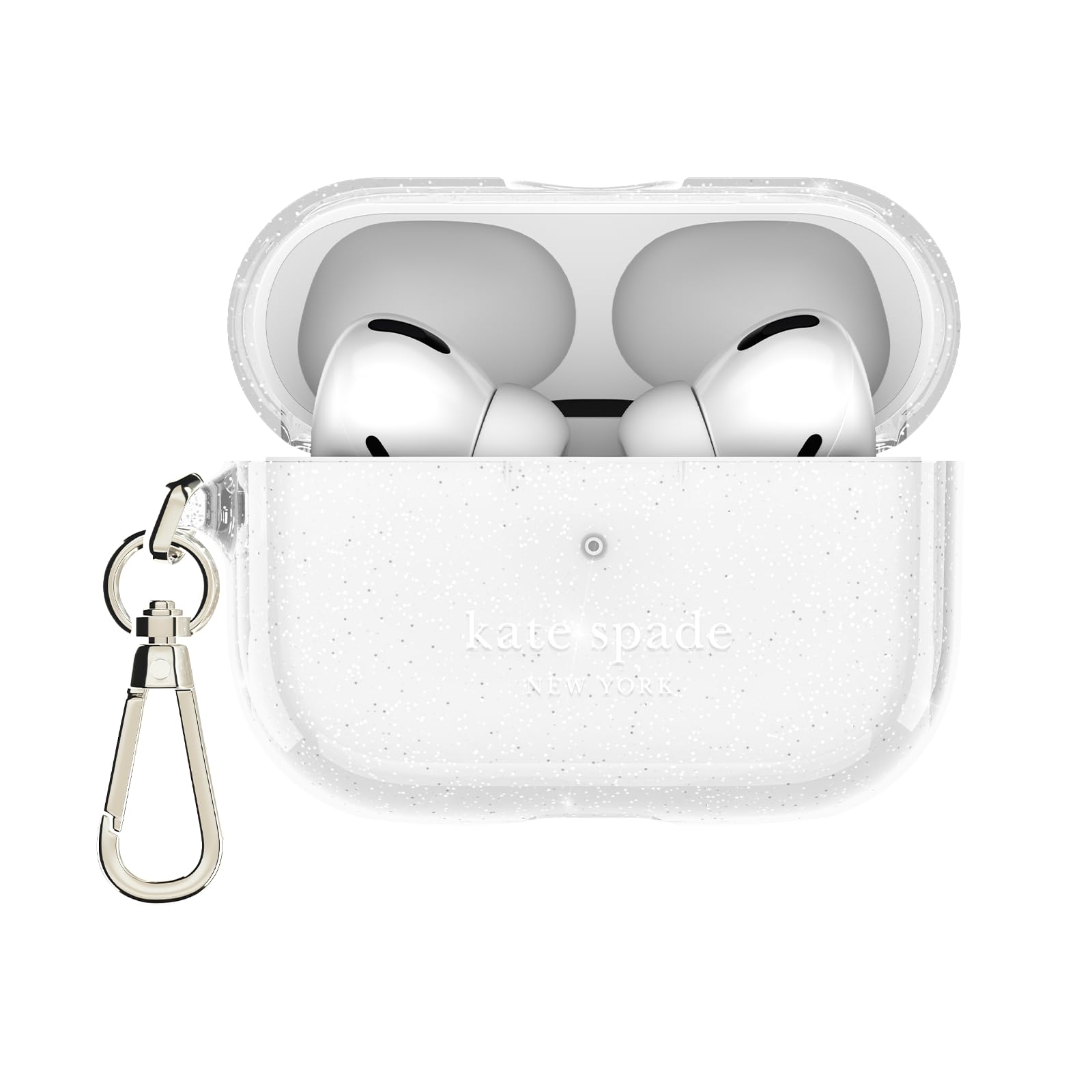 kate spade new york AirPods Pro Protective Case with Keychain Ring -That Sparkle Silver, Compatible with AirPods Pro 2nd / 1st Generation Image