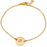 HotMixCold Personalized Initial Disc Bracelet 14k Gold fill, 925 Sterling Silver or Rose Gold Minimalist Jewelry, Bridesmaid Gift, Couple, Sister, Mother