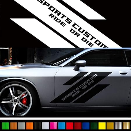 Amazon 車 ステッカー かっこいい スポーツ バイナルグラフィック デカール 車用 カスタム ワイルドスピード系 選べる8色 左右セット Scc06 ホワイト ステッカー デカール 車 バイク