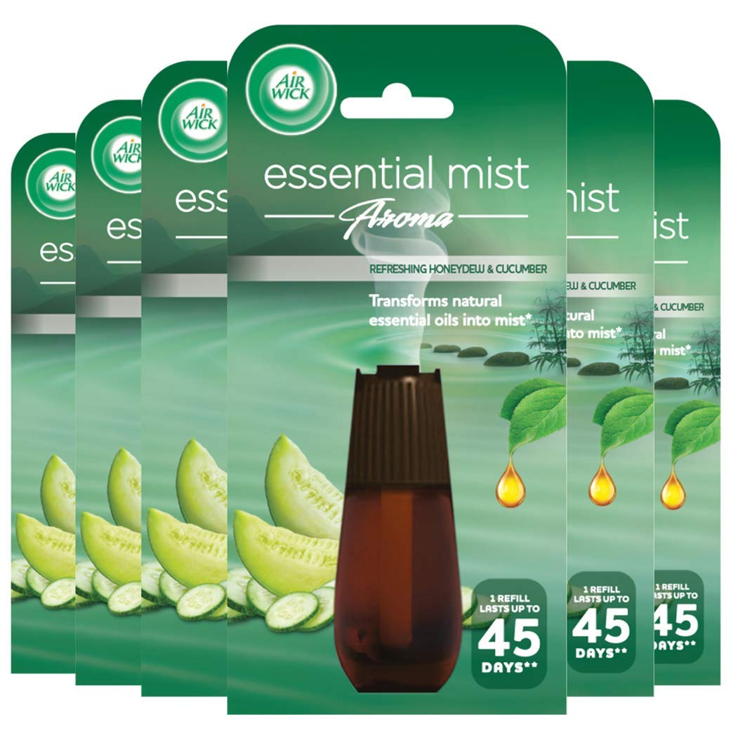 Airwick Air Freshener Essential Mist Aroma Refill Honeydew And Cucumber, 20 ml (Pack Of 6)