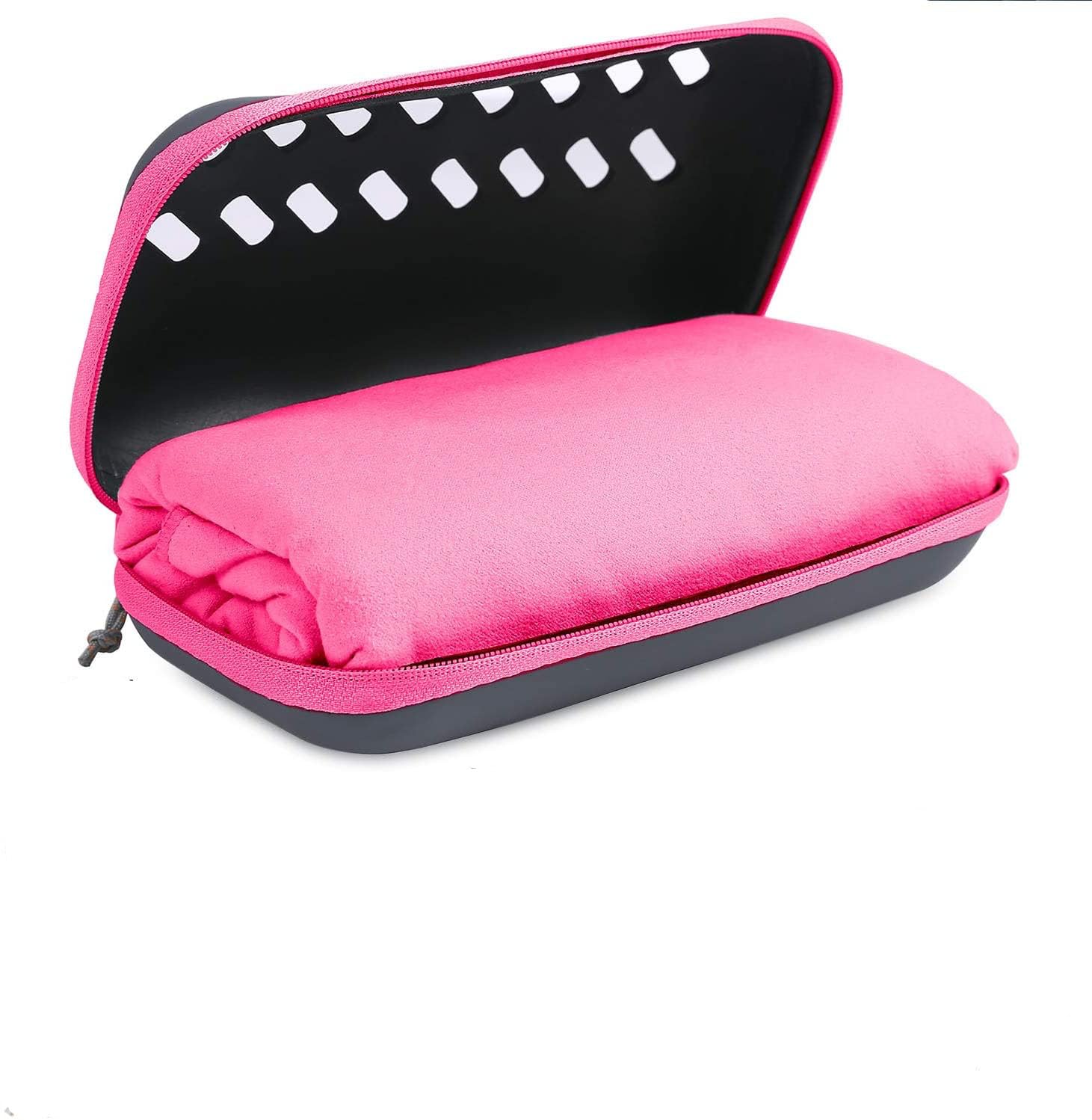 Microfiber Camping Towel With EVA Case, Super Absorbent And Quick-Drying Beach Towel, Portable Travel Microfiber Towel for Walking, Cycling, Running, Swimming, Yoga, Beach, Gym (Rose, 36"x71")