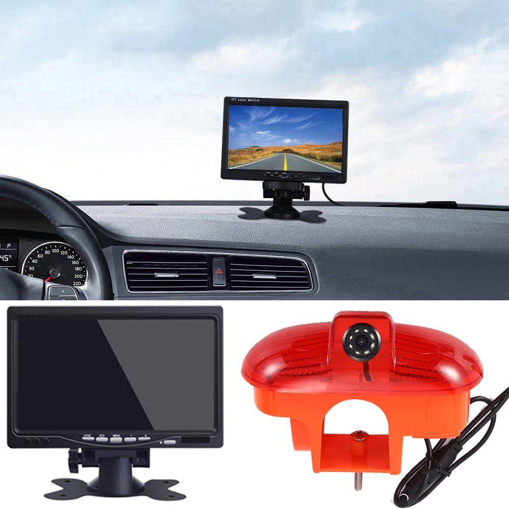 HD Reversing Camera with 7 Inch LCD Monitor Replacement for Vauxhall Opel Movano Kipper Combi X70 MK/Movano A/Renault Master Kasten lI/Mascott/Fiat Scudo/Peugeot Expert 224 222 VF3/Nissan Interstar