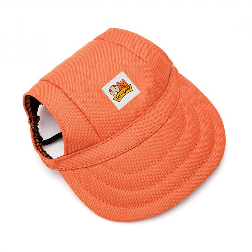 leconpet Baseball Caps hats with Neck Strap Adjustable comfortable Ear Holes for small Medium and Large Dogs in Outdoor Sun Protection (XL, Orange)