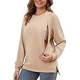 Women Nursing Sweatshirt for Breastfeeding Hidden Zippers Nursing Tops Long Sleeve Comfortable Maternity Sweater