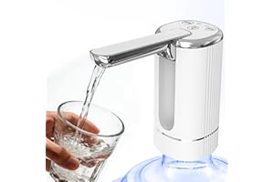 Water Dispenser Pump for 5 Gallon Water Bottles, USB Type-C Rechargeable with 1200mAh Battery, Foldable Spout, One-Touch Cont
