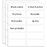 SVNOOC Multi-Use Removable Dry Erase Labels Stickers, White, Reusable Sticky Notes for Kitchen Office School All Purpose Use(1.25 * 3.5 inches White)