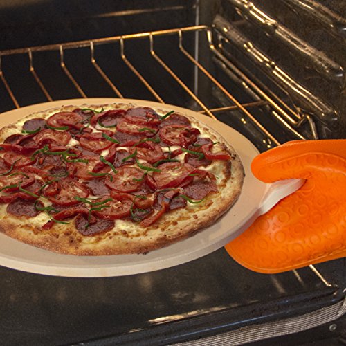 Baking Pizza Stone with handles for Grill, Oven & BBQ15” Durable