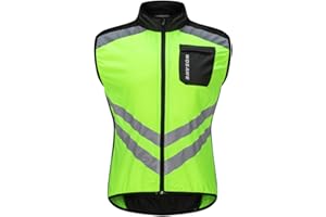 WOSAWE Men's High Visibility Cycling Wind Jacket Water Resistance Reflective Windbreaker
