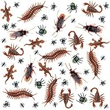 80 Pieces Plastic Realistic Bugs - Fake Cockroaches, Spiders, Scorpions and So on for Halloween Party Favors and Decoration.