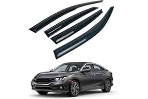 CHYKORLA 4PCS Rain Guards Window Visors Wind Deflector Fits for Honda Civic 2016-2021 10th 4-Door Sedan, 94682, Outside Mount Vent Shade Shield, 2016 2017 2018 2019 2020 2021