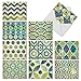 The Best Card Company - 10 Colorful Blank Note Cards with Envelopes (4 x 5.12Inch) - Assorted Boxed Set - Watercolor Tiles M6685OCB