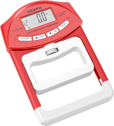 GRIPX Digital Hand Dynamometer Grip Strength Meter 198lbs/90Kgs Red Auto Capture