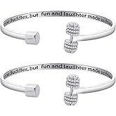 AKTAP Dumbbell Cuff Bracelet Fitness Jewelry Chance Made Us But Fun And Laughter Made Us Friends Best Friend BFF Gift Couples Jewelry (Dumbbell Cuff Set Bracelet)