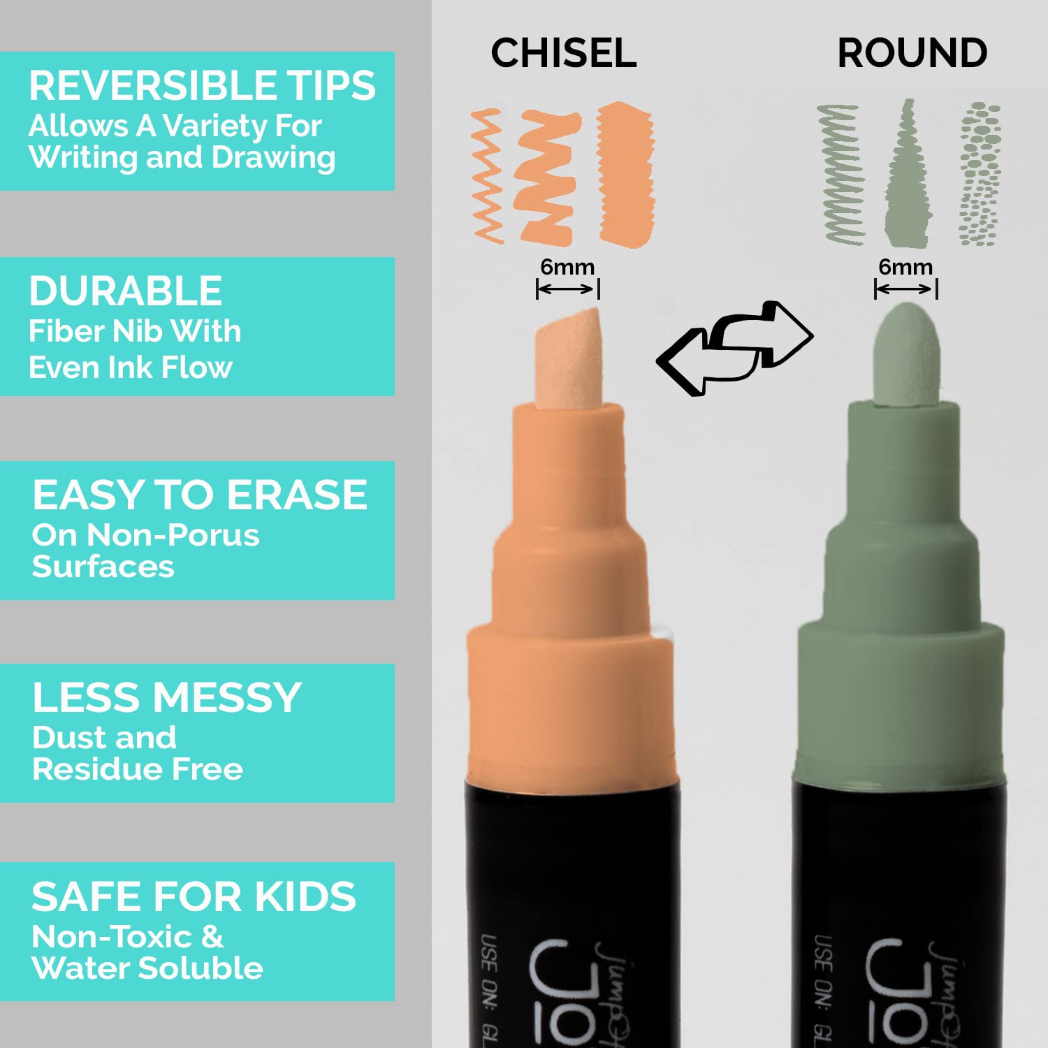 JumpOff Jo – Liquid Chalk Markers – Reversible Chisel and Round Tip – Multi Color (48)