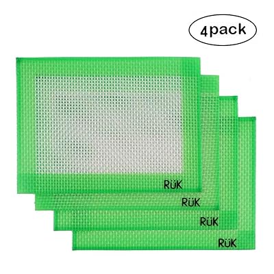 Silicone Oil Mats Set of 4 , Silicone Oil Cured Mat Non-Stick Surface , Heat-Resistant and Durable Concentrate Pad , Medical Grade Silicone Pad (Rectangular 4"x 5" )