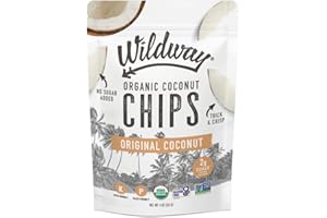 Wildway Organic Coconut Chips - No Sugar Added, Low Carb Keto Snack, Gluten-Free & Certified Organic, Healthy & Tasty, Paleo Friendly, Non-GMO, Sustainably Sourced, 4 Oz, Original
