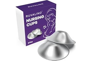 RUVALINO Original Silver Nursing Cups, Breastfeeding Essentials Nipple Shields for Nursing Newborn, Nipple Cover for Breastfeeding, Healing Cups for Sore Nipple Relief, No Need Nipple Cream (Regular)