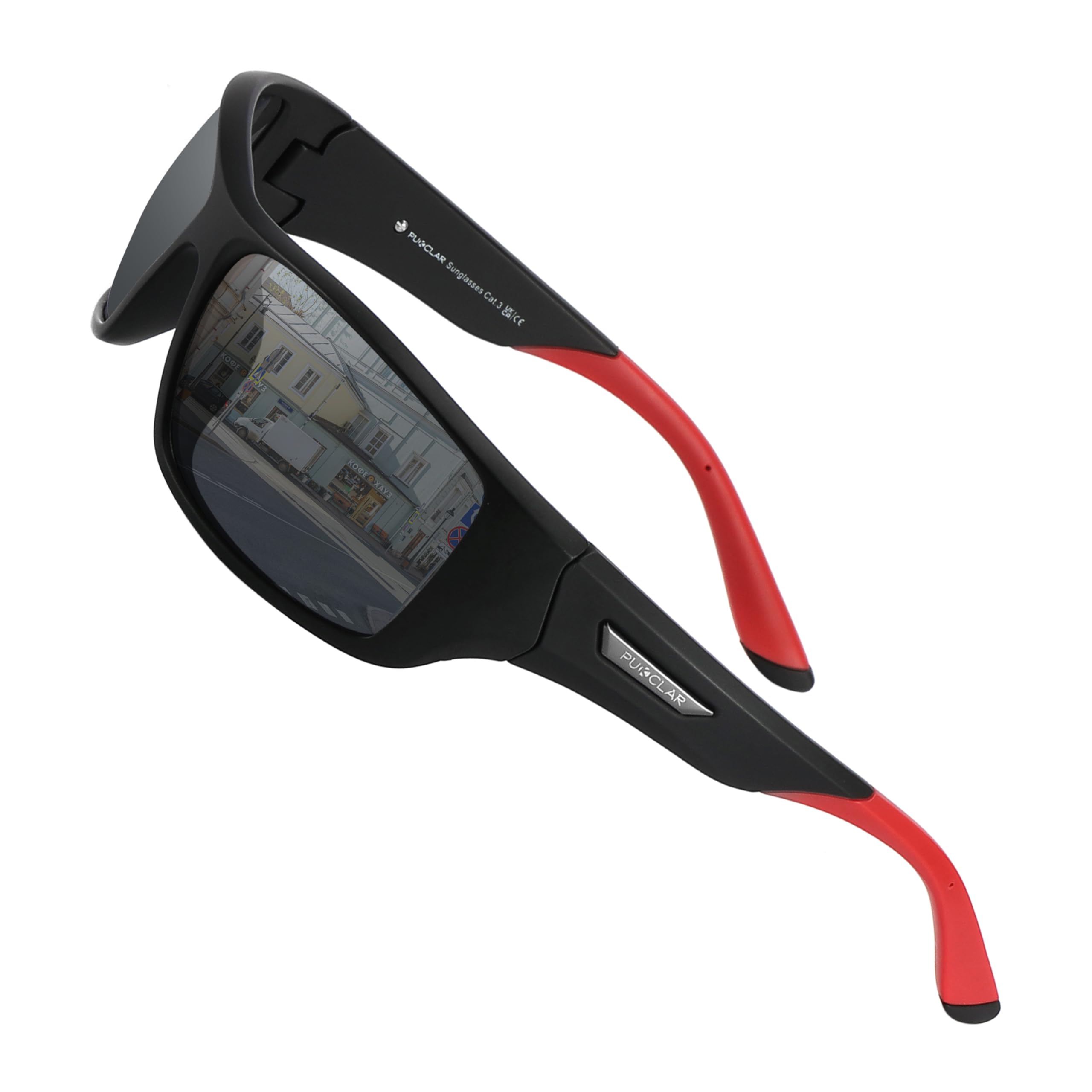 PUKCLAR Mens Sports Polarised Sunglasses for Men Women Running Cycling Fishing Driving Golf TR90 Frame