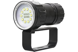 SecurityIng 7 Modes 80m Scuba Diving Underwater Flashlight, Wide Beam Angle Waterproof 12000Lm 10x White + 4X Red + 4X Blue L