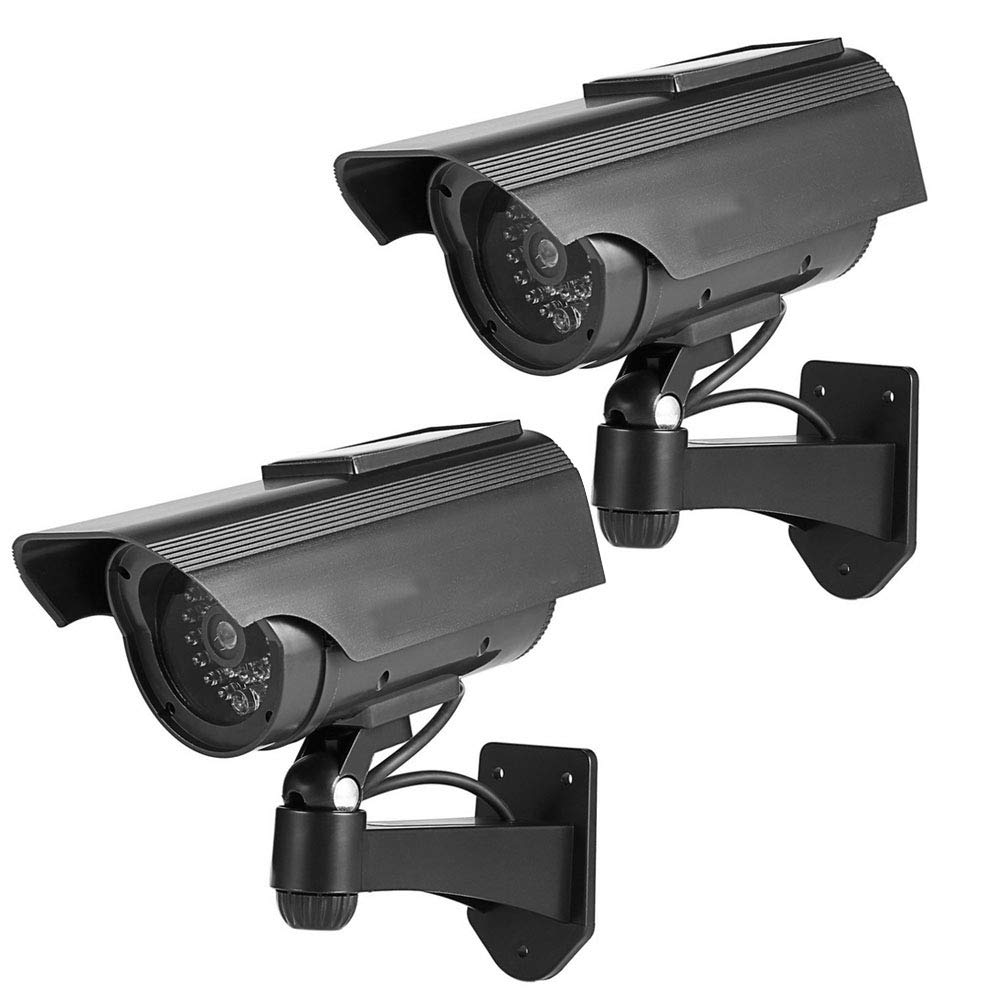 ELEAR2 X Solar Power Black Fake Dummy Security CCTV Camera Waterproof IR LED Outdoor Indoor Surveillance
