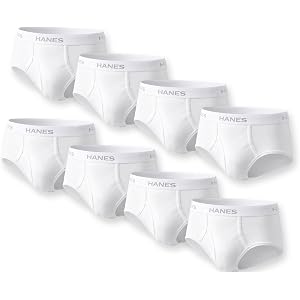 Hanes Men's Underwear Brief Pack, Full Rise Cotton Briefs, Moisture-Wicking Underwear, White, 8-pack - White X-Large