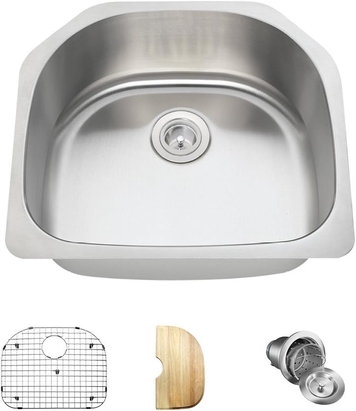 Bundle 4 Items Sink, Basket Strainer, Sink Grid, and Cutting Board