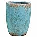 The Beach Chic Distressed Blue Turquoise Vase, Distressed Blue over Terracotta, 9 3/4” Tall, (25cm) By Whole House Worlds