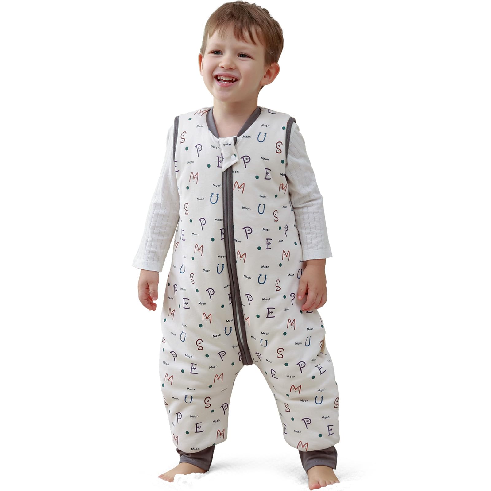 MIKAFEN Baby Winter Sleeping Bag with Feet,Cotton Kids Sleeping Bag 2.5Tog with Legs, Alphabet 70cm/6-18months — image 1