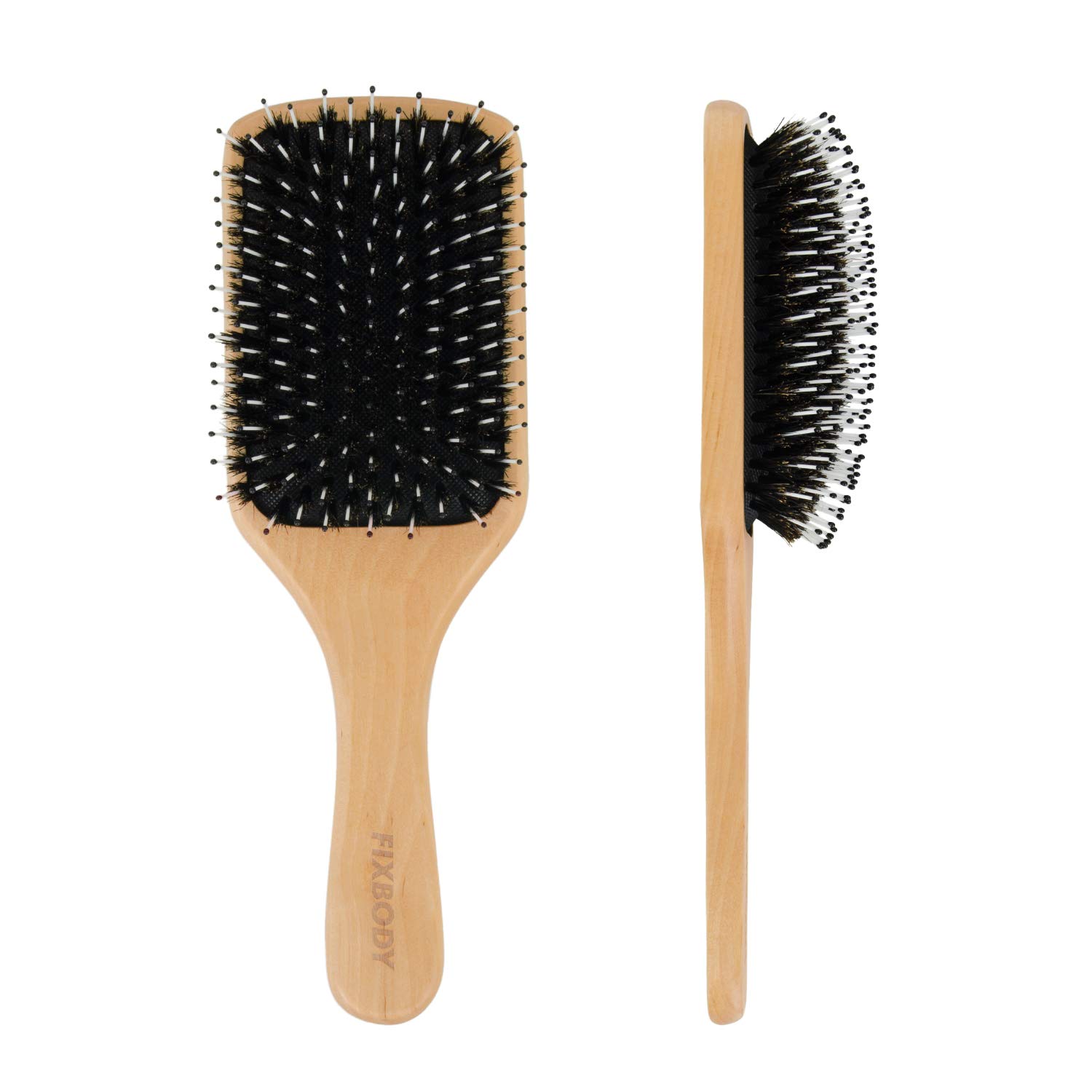 FIXBODY Hair Brush with Boar Bristle, Natural Wooden