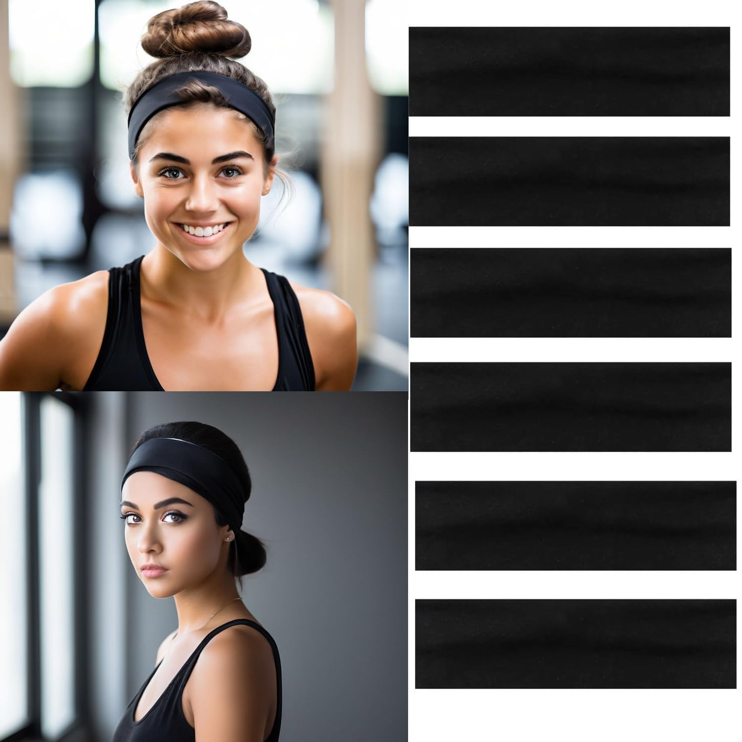 Photo 1 of 6PCS Headbands for Women Non Slip - Fashion Elastic Sports Hair Bands for Women’s Hair - Soft Cotton Cloth Stretchy Headbands for Girls for Yoga Workout Exercise Running Sports