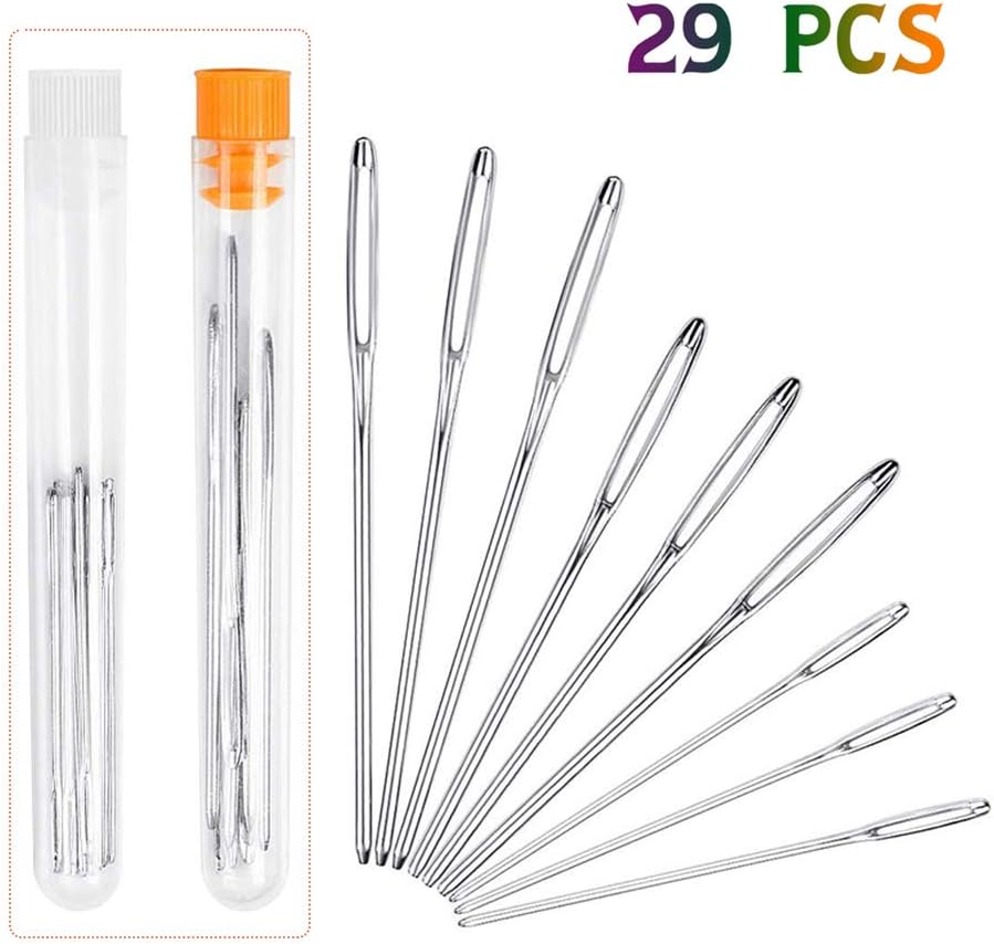 MUCHEN SHOP Large Eye Needles,29 Pack Big Eye Hand Sewing Needle Steel