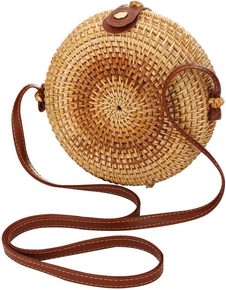 JEssie Vintage Straw Bags for Women Hand-woven Straw Bags Bohemian Shoulder Bag Women's Rattan CrossbodyBags