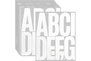 CMBBZZY 5 Inch Letter Stickers, 122 Pieces Self Adhesive Alphabet Number Sticker for Mailbox, Door, Truck and Outdoor, Waterproof Sticky Vinyl Symbol Stickers for DIY(12 Sheet White)