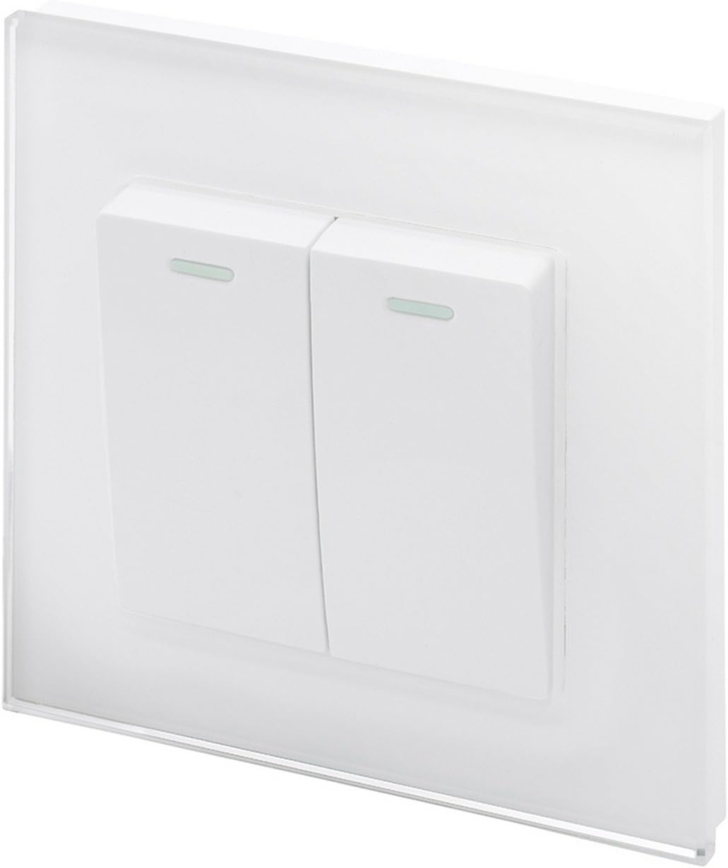 RETROTOUCH Crystal Double Light Switch, White Glass, 2-Way, 10AX