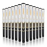 Champkey AVS Soft Golf Grips for Golf Clubs Set of 13，Anti-Slip，Super Shock Absorption，Ultra-Light Material，Stylish and Colorful Visual Design (Black&Silver, Midsize)