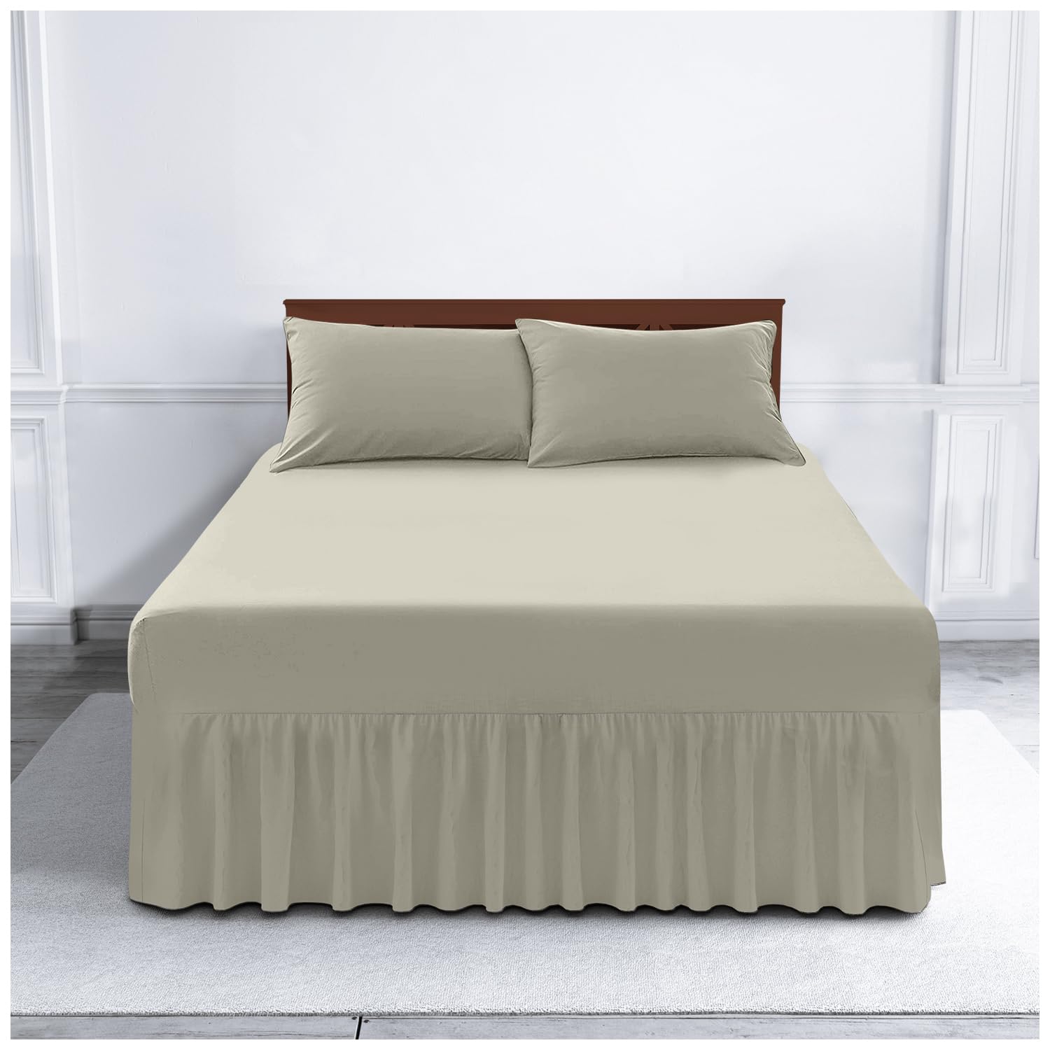 Gaveno Cavailia Luxury Non-Iron PERCALE VALANCE Sheet, Poly-Cotton, Cream , King