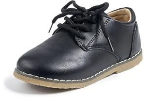 Meckior Toddler Boys Girls Dress Shoes Little Kid Oxford Shoes Wedding Church Dress Shoes PU Leather Lace Up School Uniform L
