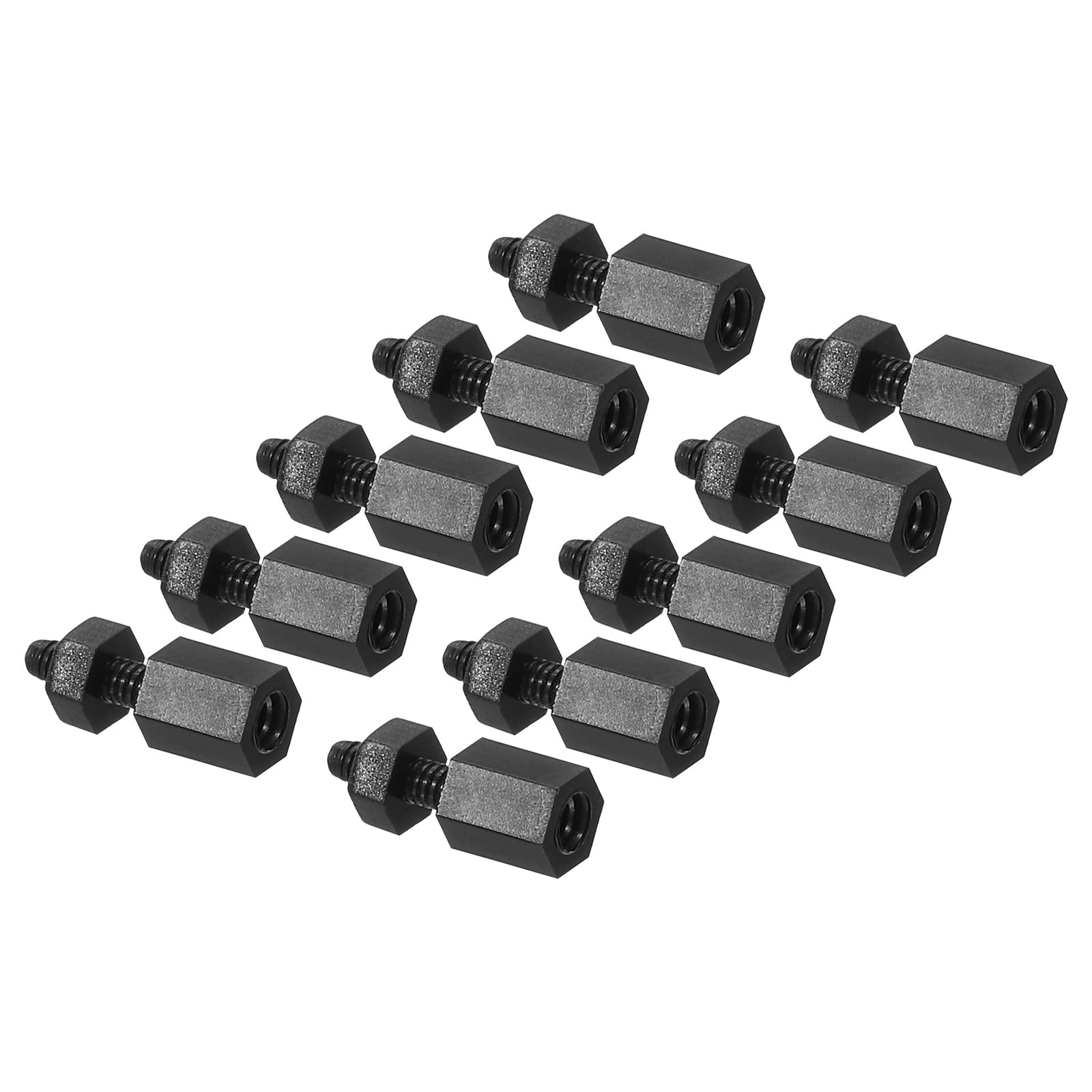PATIKIL M2 Nylon Hex Standoff Screws Nuts, 1Set/100Pack PCB Male Female Threaded Kit for Motherboards, Computer Cases, Circuit Boards, Electronics (6mm+5mm, Black)