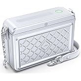 ySky Anti-Theft Fingerprint Safe lock box for Women,Lady Metal phone lock storage box with password,travel safe Security Box,MFi Certified Findmy to Track Belongs privacy protection(Silver)