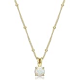 MORGAN & PAIGE .925 Sterling Silver 18K Yellow or 14k Rose Gold Plated Created Opal Pendant Station Necklace for Women, Hypoallergenic Sterling Silver Necklace for Women, Dainty Jewelry for Her 18"