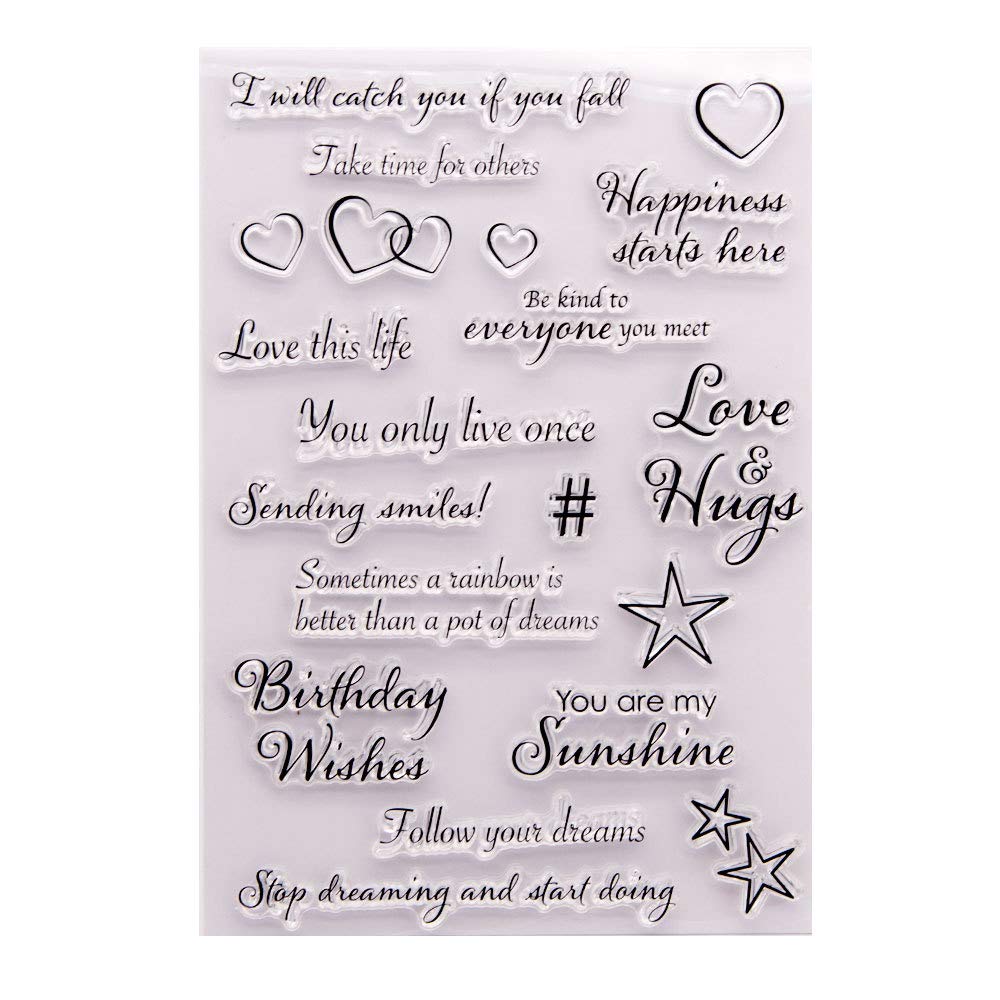 Sentiment Verses You Only Live Once Birthday Wishes Love Hugs You are My Sunshine Rubber Stamps Clear Stamps for Card Making Decoration and DIY Scrapbooking Rubber Stamps for Crafts