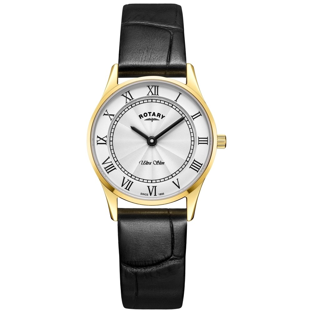 Rotary Womens Analogue Classic Quartz Watch with Leather Strap LS08303