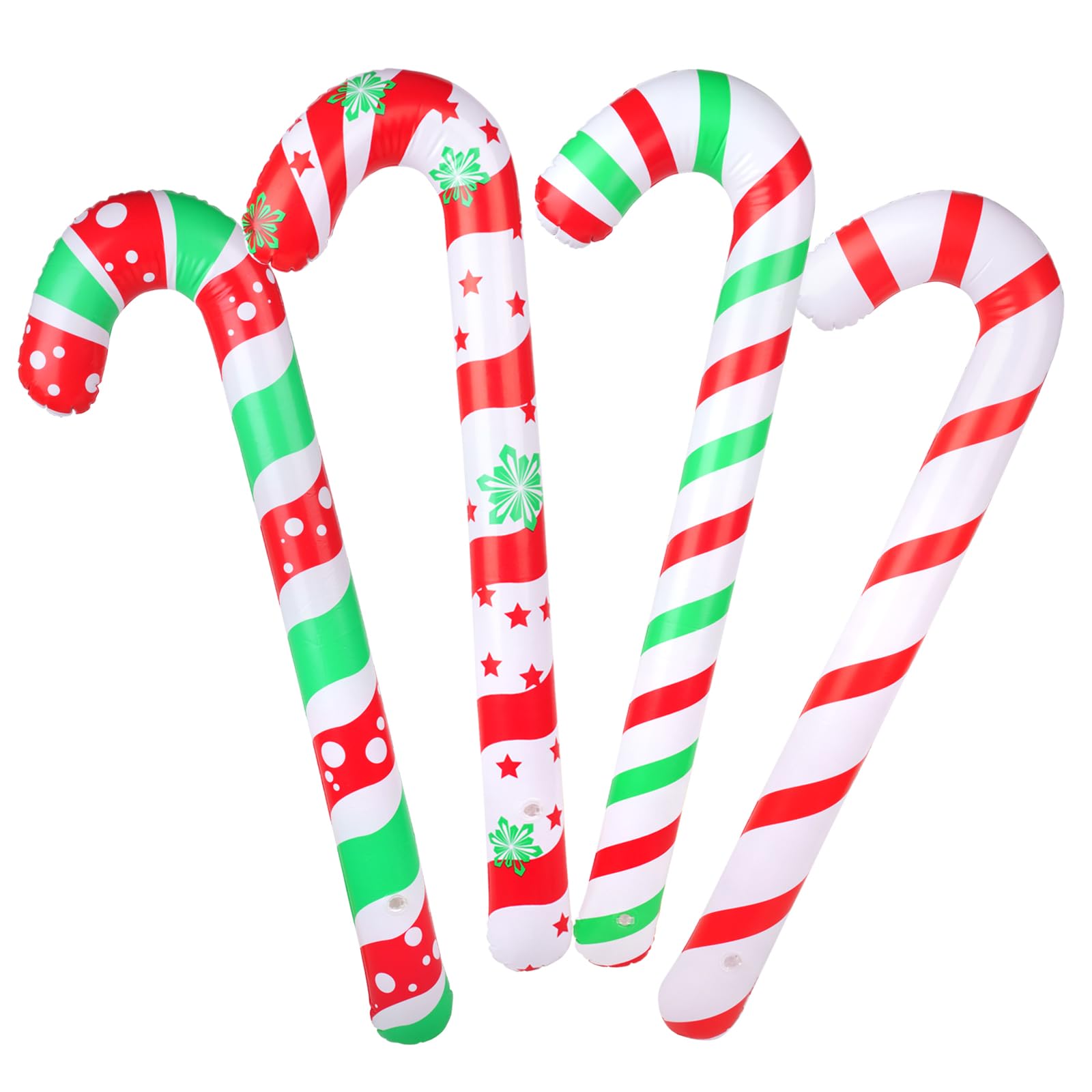 FINGOOO 4pc Christmas Inflatable Candy Cane, 90cm Giant Blow Up Candy Sticks for Xmas Ornaments Christmas Party Decoration