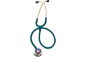 3M Littmann Classic II Pediatric Stethoscope, 2153, Stainless Steel Rainbow-Finish Chestpiece, 28" Caribbean Blue Tube, Brass Stem, and Headset