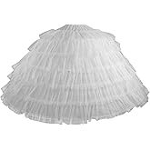 Linghe 6 Hoops Puffy Crinoline Petticoat for Women, 6 Tulle Skirt Slips Long Underskirt for Wedding Dress Bridal Gown