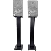 Rockville RHTSB Pair 36" Black Grain Bookshelf Speaker Stands | Home Theater, Surround Sound, 60 lbs Load Capacity, MDF Wood, Sand Fillable, Isolation Pads, Brass &amp; Rubber Spikes