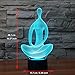 Gawell 3D Illusion Birthday Gift Lamp 16 Colors Changing Touch Switch Xmas Decoration Night Light Remote Control Acrylic Flat & ABS Base & USB Cable Toy (Yoga Meditation)