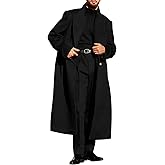 Runcati Mens Wool Blend Pea Coat Notched Collar Double Breasted Long Jacket Trench Coats Classic Winter Overcoat