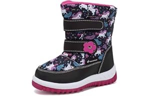 EQUICK Boys Girls Winter Boots Waterproof Lightweight Kid Snow Boots with Fur Outdoor (Toddler/Little Kid/Big Kid)