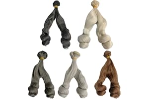 MUZIWIG Doll Hair 9.84 x 39.4 in, 5rolls Straight Reddish Heat Resistant Doll Hair Extensions Easy Handcraft Materials